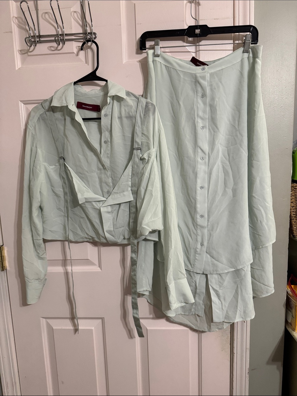 Sies Marjan Pale Mint Green Two-Piece Skirt and Cropped Jacket